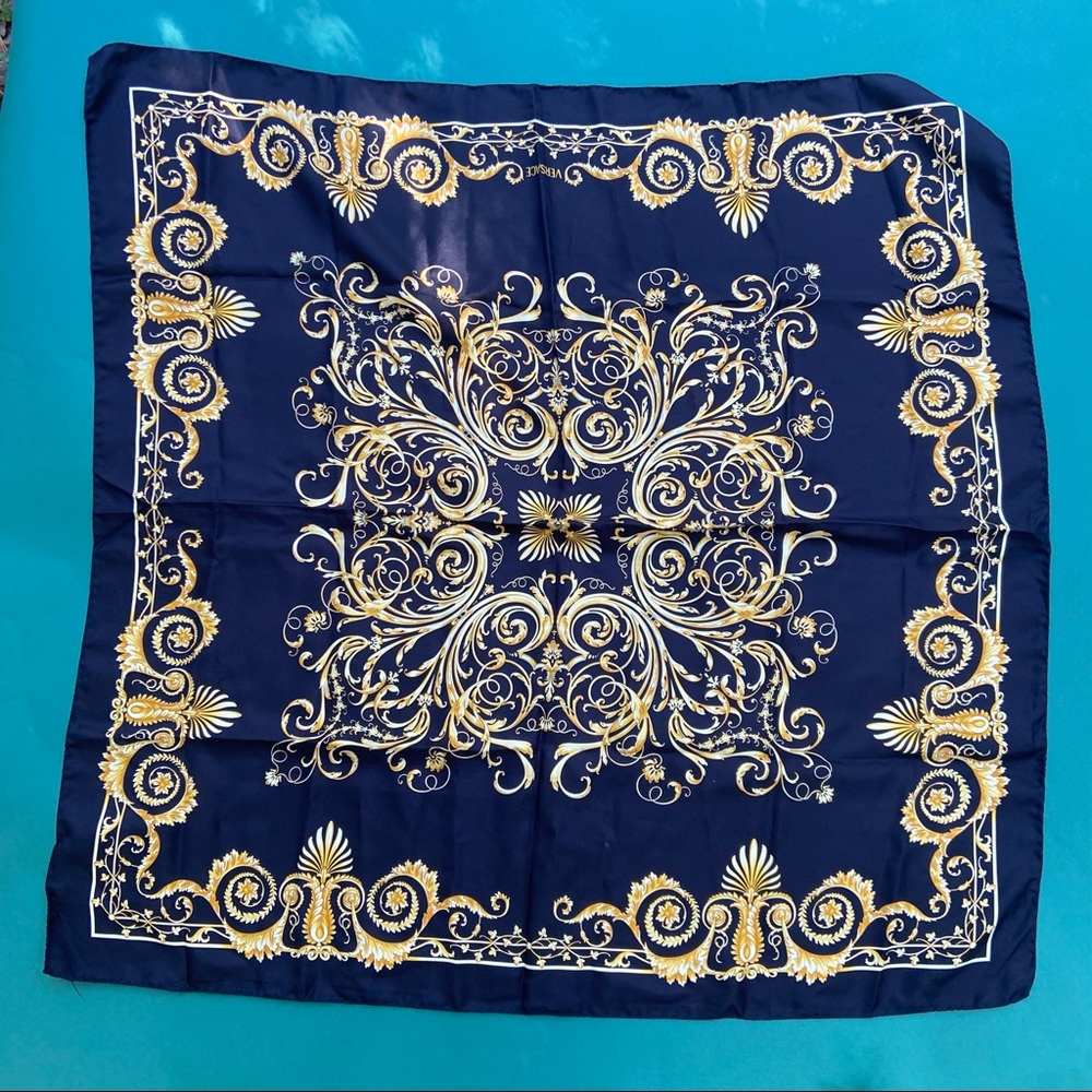 beautiful black & gold patterned versace scarf
